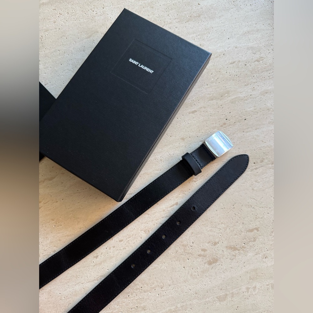 NWT Yves Saint Laurent Black Leather Belt 80cm - Picture 11 of 16